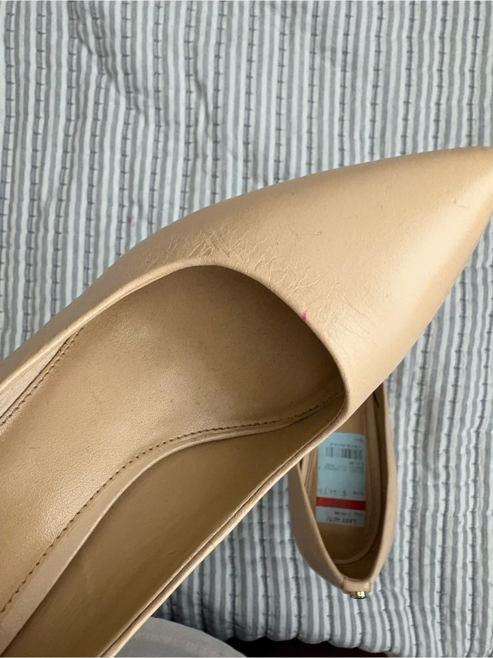 Michael Kors Beige Pointed-Toe Leather Flats